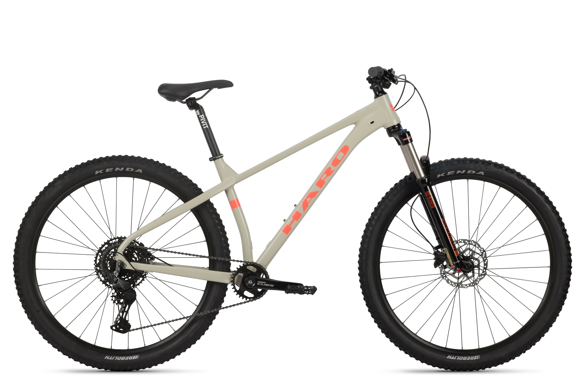 The Double Peak 2: a sleek black mountain bike with teal accents, aluminum frame, SR Suntour fork, knobby tires, and streamlined design.