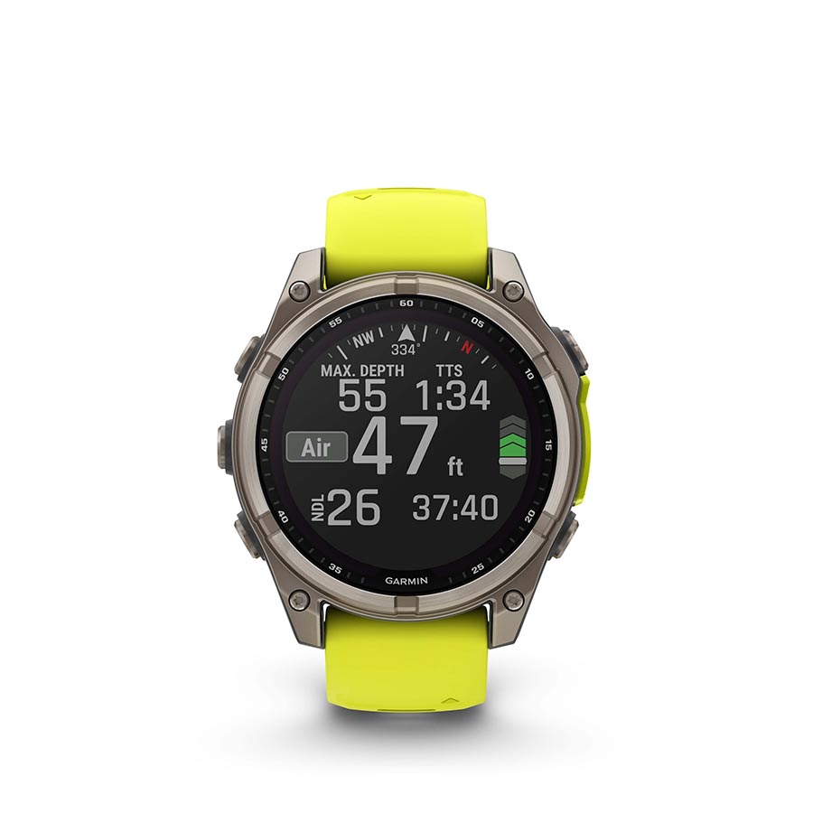 Garmin fenix 8 Solar Sapphire 47mm Watch Watch Color: Titanium Wristband: Amp Yellow/ Graphite - Silicone