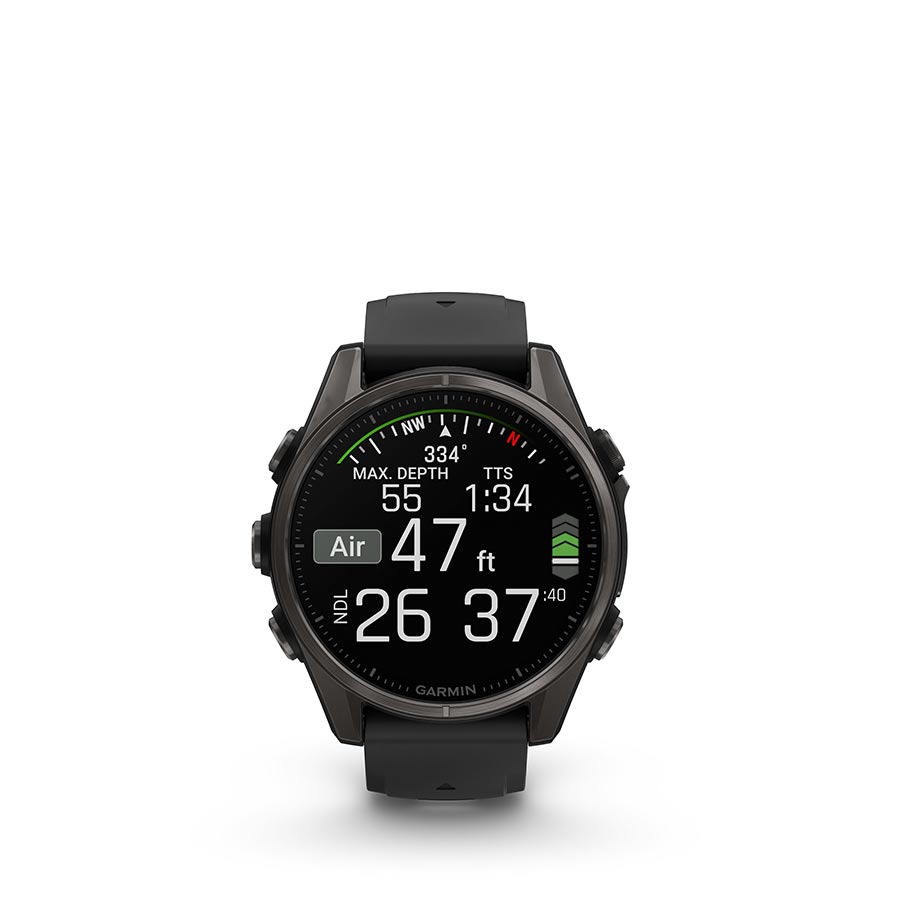 Garmin fenix 8 Smartwatch - 43mm AMOLED Sapphire Carbon Gray DLC Titanium BLK/Pebble Gray Silicone
