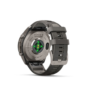 fenix 9 Pro inReach Solar 47mm, Watch, Watch Color: Titanium, Wristband: Pebble Grey/ Silver Grey - Silicone
