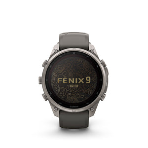 fenix 9 Pro inReach Solar 47mm, Watch, Watch Color: Titanium, Wristband: Pebble Grey/ Silver Grey - Silicone