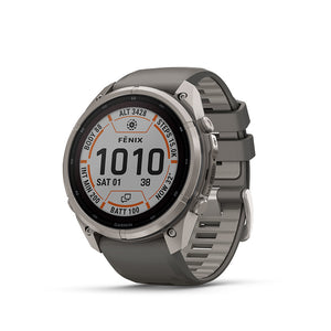 fenix 9 Pro inReach Solar 51mm, Watch, Watch Color: Titanium, Wristband: Pebble Grey/ Silver Grey - Silicone