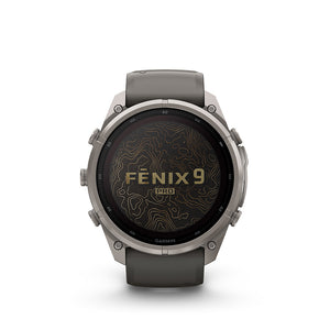 fenix 9 Pro inReach Solar 51mm, Watch, Watch Color: Titanium, Wristband: Pebble Grey/ Silver Grey - Silicone