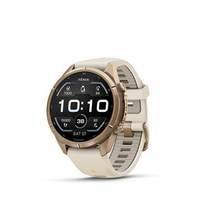 fenix 9 Pro 43mm, Watch, Watch Color: Gold, Wristband: Cream/ French Grey - Silicone