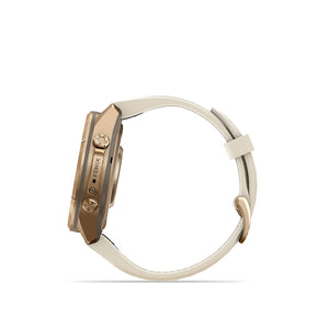 fenix 9 Pro 43mm, Watch, Watch Color: Gold, Wristband: Cream/ French Grey - Silicone