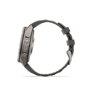 fenix 9 Pro Solar 47mm, Watch, Watch Color: Titanium, Wristband: Pebble Grey/ Silver Grey - Silicone