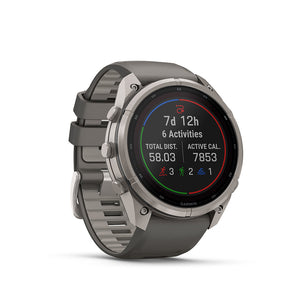 fenix 9 Pro Solar 51mm, Watch, Watch Color: Titanium, Wristband: Pebble Grey/ Silver Grey - Silicone