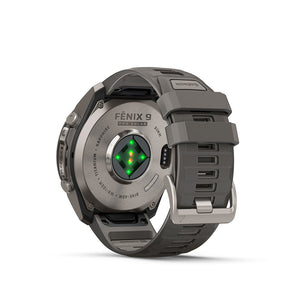 fenix 9 Pro Solar 51mm, Watch, Watch Color: Titanium, Wristband: Pebble Grey/ Silver Grey - Silicone