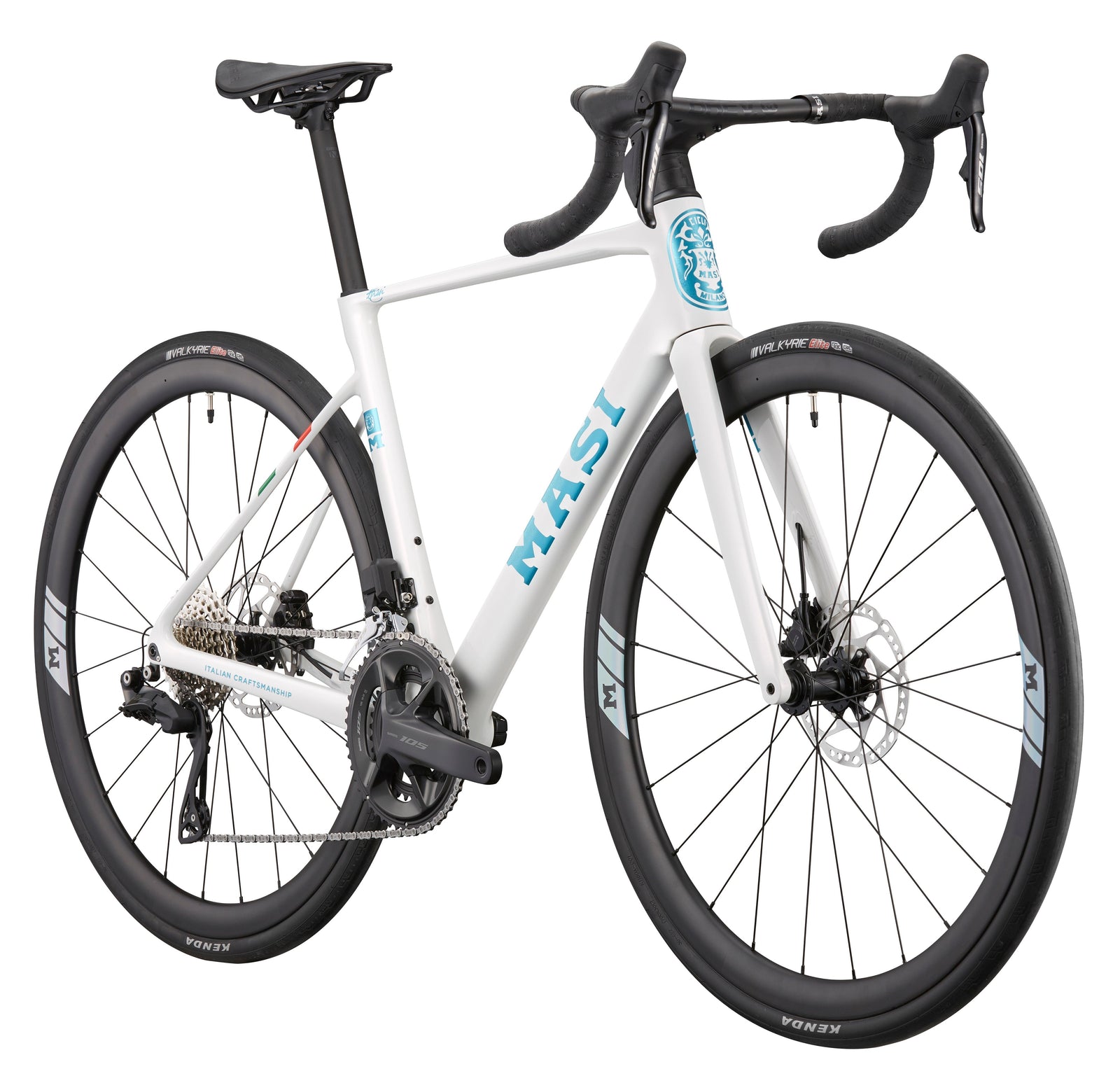Matte black GRAN CORSA carbon road bike with drop bars, disc brakes, aero frame, and thin tires seen from a front-side angle.