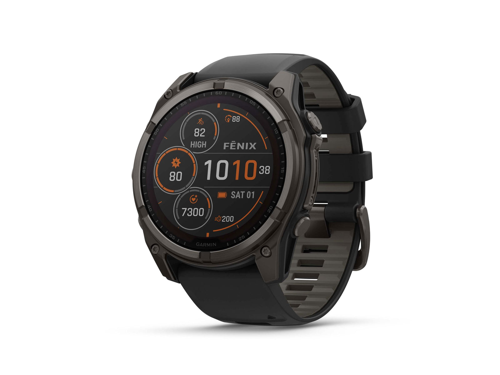 Garmin fenix 8 Smartwatch - 51mm Solar Sapphire Carbon Gray DLC Titanium BLK/Pebble Gray Silicone