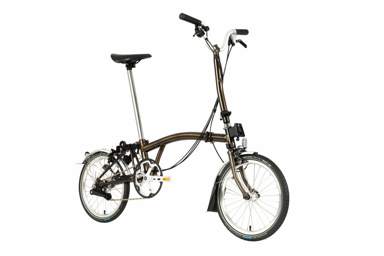 Brompton C Line 6 Speed H Handlebar, Black Lacquer - Extended Seatpost, Reduced Gearing, Brooks B17 Saddle, Marathon Tires