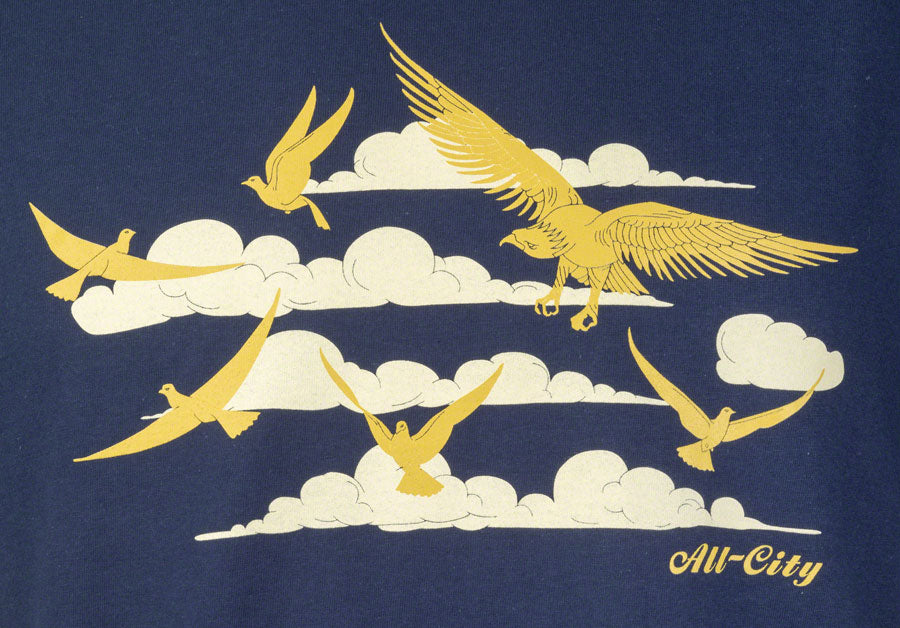 CL2424.jpg: Image for All City Men's Fly High T-Shirt - Navy, Gold, 2X-Large